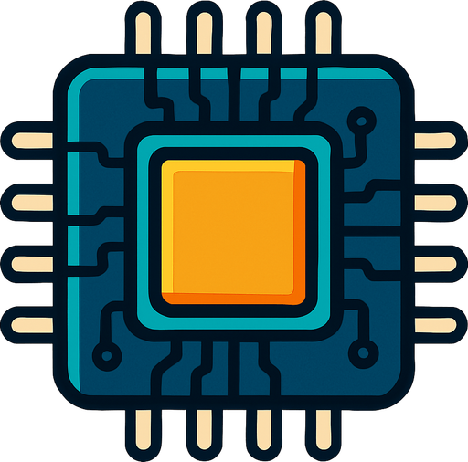 computer chip.
In-Game asset.  2d.  High contrast.  No shadows