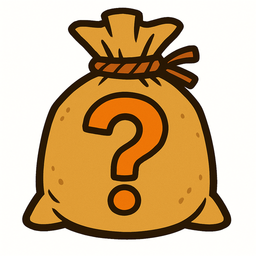 soru işareti olan bir torba.
In-Game asset.  2d.  High contrast.  No shadows