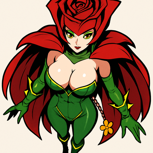 Rosemon, vista desde arriba, calidad y detalles altos, busto grande sexy, cuerpo completo.
In-Game asset.  2d.  High contrast.  No shadows