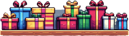 pixel art of a christmas present counter. Single Game Texture. In-Game asset. 2d. Blank background. High contrast. No shadows.
