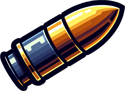 bullet'.
Single Game Texture.  In-Game asset.  2d.  Blank background.  High contrast.  No shadows