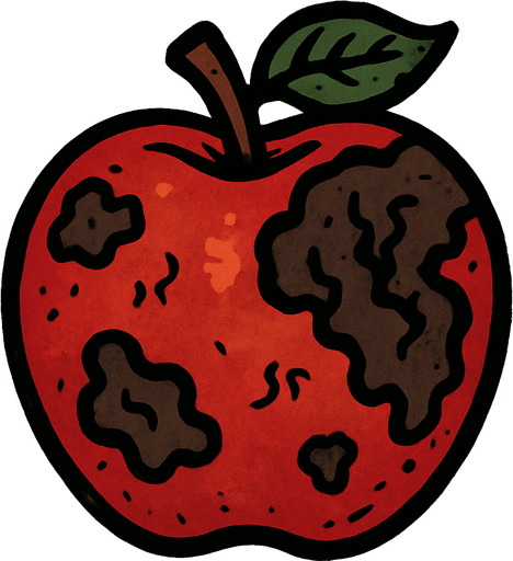 çürük elma.
In-Game asset.  2d.  High contrast.  No shadows