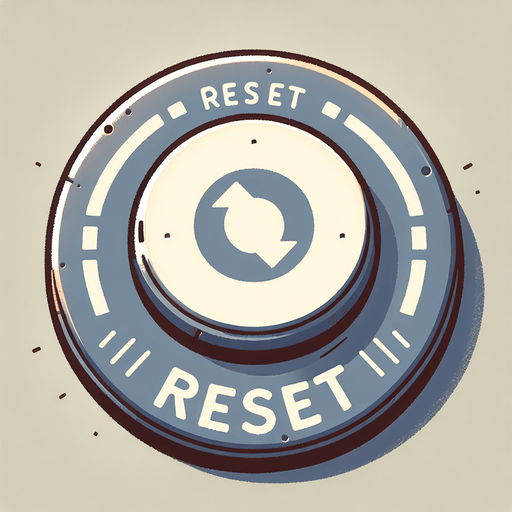 a button saying 'reset'.
In-Game asset. 2d. Blank background. High contrast.