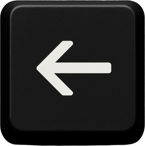 BLACK BACKSPACE BUTTON BUT JUST THE BACKWARD ARROW. FRONT VIEW