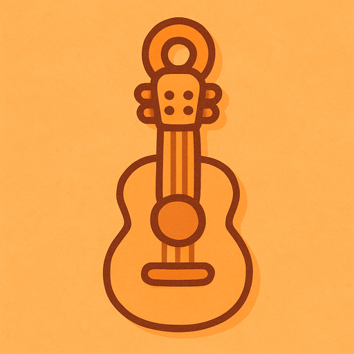 Gitar aksesuarı turuncu pastel renk.
In-Game asset.  2d.  High contrast.  No shadows
