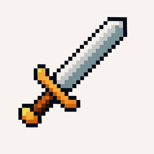 draw me pixel art sword.
In-Game asset.  2d.  High contrast.  No shadows