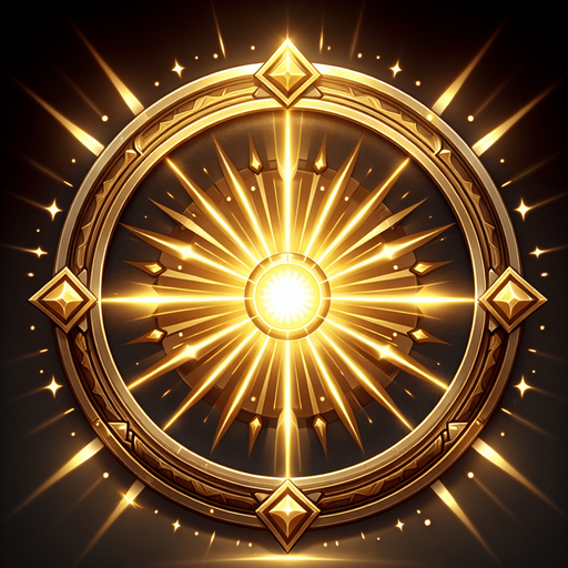 a golden round halo with rays.
video game style