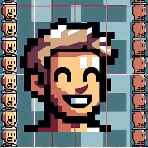 Happy person.
Single Game Texture.  In-Game asset.  2d.  Blank background.  High contrast.  No shadows