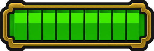 Health bar, grandyan, green,.
In-Game asset.  2d.  High contrast.  No shadows