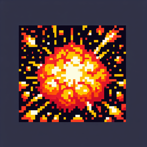 pixel art explosion that says "TKO"
Single Game Texture. In-Game asset. 2d. Blank background. High contrast. No shadows.