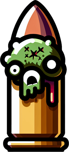 zombie bullet.
Single Game Texture. In-Game asset. 2d. Blank background. High contrast. No shadows.