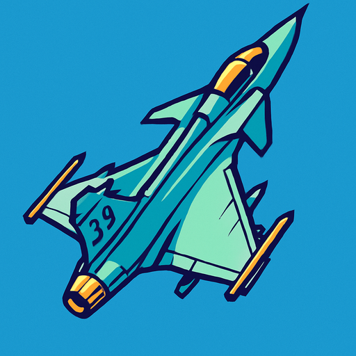 Jas Gripen 39 riktad upp.
In-Game asset.  2d.  High contrast.  No shadows
