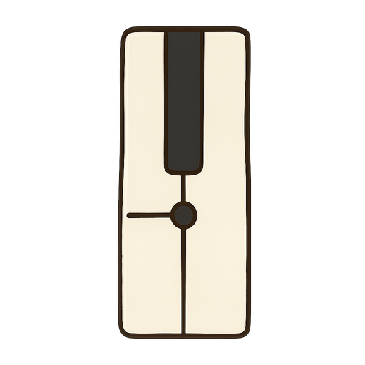 a piano key with a line and a circle in the middle. No background. Transparent background. Blank background. No shadows. 2d. In-Game asset. flat