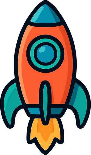 Vertical rocket.
In-Game asset.  2d.  High contrast.  No shadows