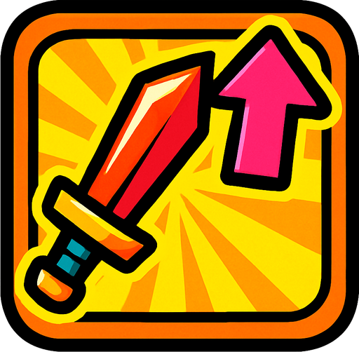 Иконка повышение урона, сочные цвета.
In-Game asset.  2d.  High contrast.  No shadows. Comix