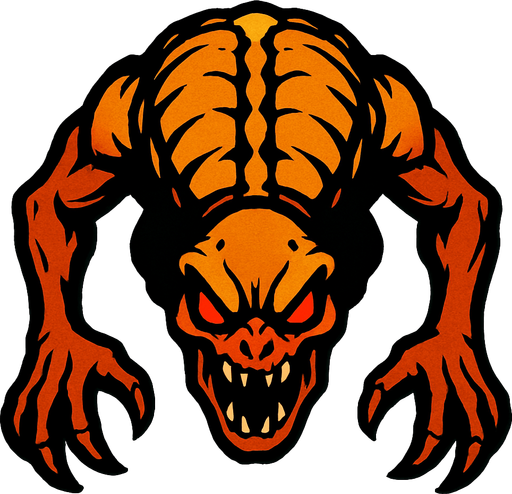 Üstten görünümlü sırt kısmı tarafı ve kafası aşağı doğru oyuncuya bakan bir yaratık.
In-Game asset.  2d.  High contrast.  No shadows