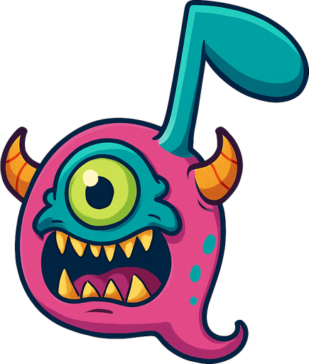 MÜZİK NOTASI ŞEKLİNDE BİR UZAYLI CANAVAR ÇİZ AMA BU KARAKTER PLAYER VE İSMİ VORTEX ONA GÖRE TASARLA. AYAKSIZ. dONT WRİTE TEXT İN TO İMAGE. NO BLACK..
In-Game asset.  2d.  High contrast.  No shadows