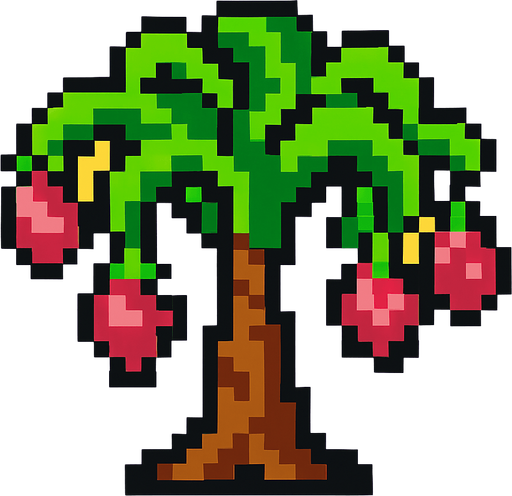 8 bit dragon fruit tree.
In-Game asset.  2d.  High contrast.  No shadows