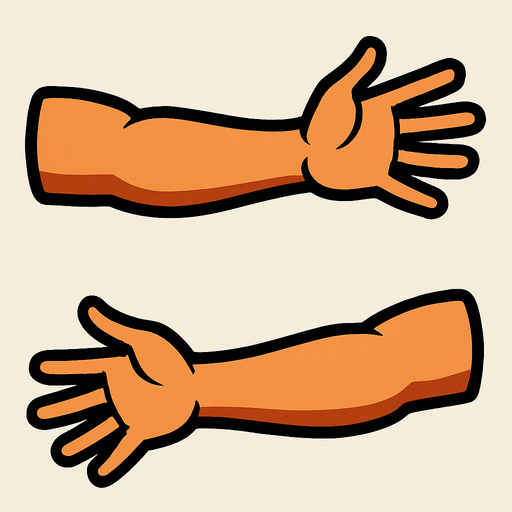 İnsan kolları.
In-Game asset.  2d.  High contrast.  No shadows