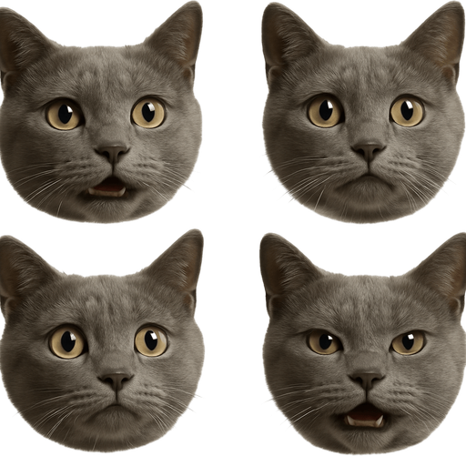Sprite sheet of head only with different face expressions : smile, surprise, fear, laught, angry...
KEEP SAME ORIENTATION