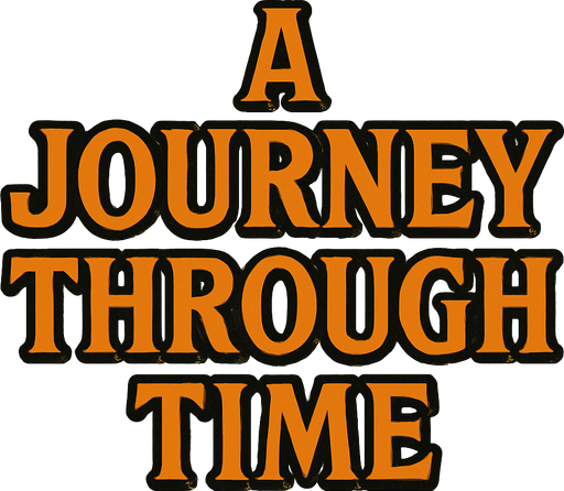Heading title that says " A Journey Through Time" in professor Layton game style fonts.
In-Game asset.  2d.  High contrast.  No shadows
