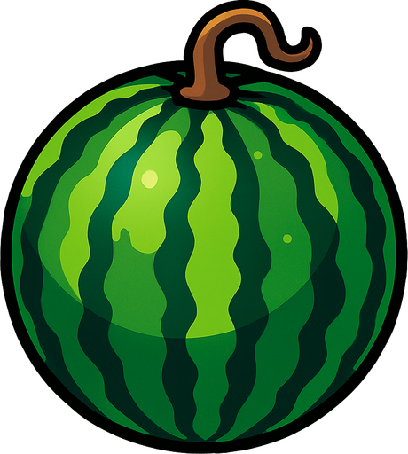 uncut watermelon.
In-Game asset.  2d.  High contrast.  No shadows