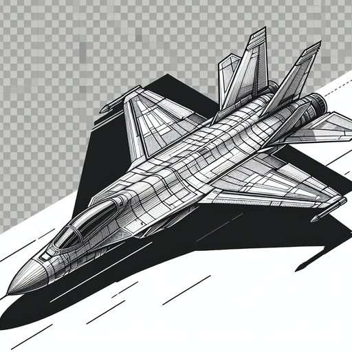 sideway view of a fighter jet. . .
In-Game 2d asset.  transparent background. horizontal. No shadows.