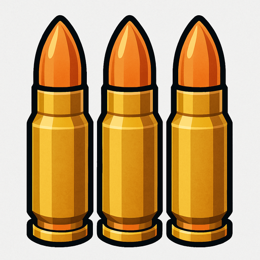 Triple vertical bullet.
In-Game asset.  3d.  High contrast.  No shadows