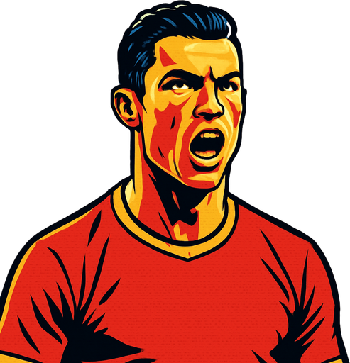 Cristiano Ronaldo.
In-Game asset.  2d.  High contrast.  No shadows