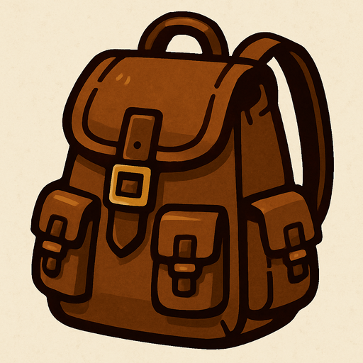 brown backpack.
In-Game asset.  2d.  High contrast.  No shadows