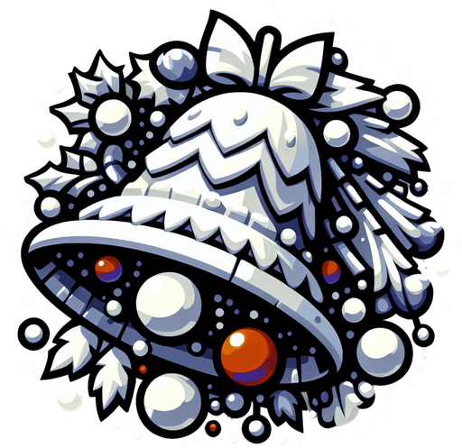Single White Christmas bell. White decorations. Cartoon. Outline
Single Game Texture. In-Game asset. 2d. Blank background. High contrast. No shadows.