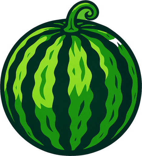 a green water melon.
In-Game asset.  2d.  High contrast.  No shadows