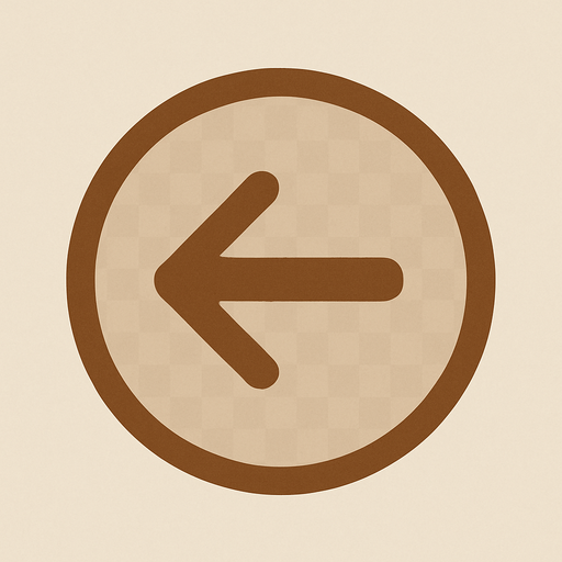 Transparent brawn turning left arrow in a brawn circle, front view