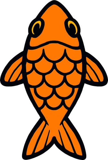 a orange fish seen from top to bottom.
In-Game asset.  2d.  High contrast.  No shadows