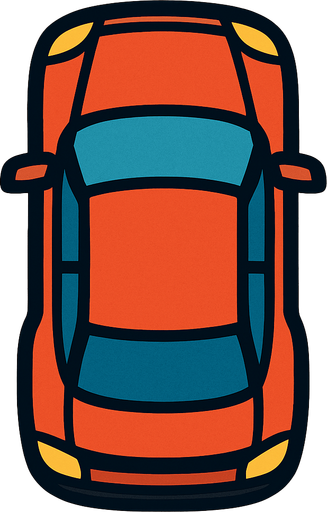 car viewed from above.
In-Game asset.  2d.  High contrast.  No shadows