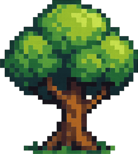 pixel
 ağaç.
In-Game asset.  2d.  High contrast.  No shadows