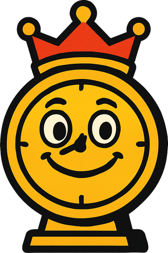 King clock smile face.
In-Game asset.  2d.  High contrast.  No shadows. Cartoon