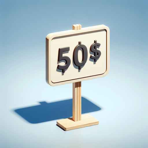 write 50$ on a sign.
no shadow, 2D