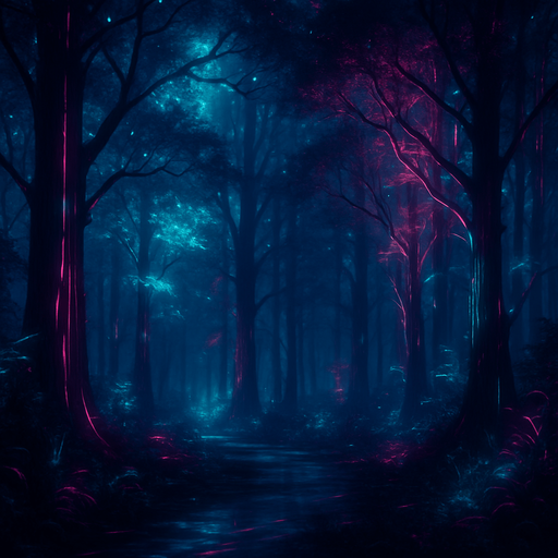 Cyberpunk forest background image large