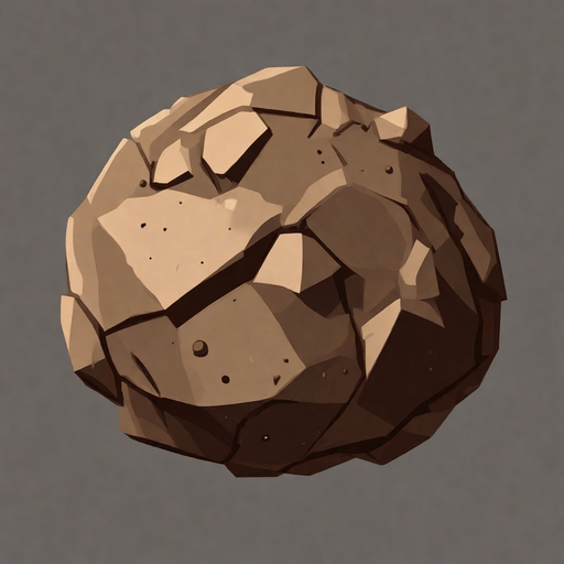 Brown rocky asteroid. No background. Transparent background. Blank background. No shadows. 2d. In-Game asset. flat