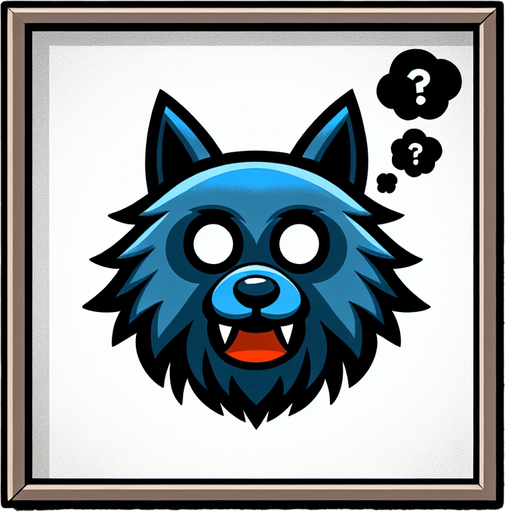 Perfectly square bright blue werevolf head with cute happy face. Cartoon style. Spooky art style. Simple vector style.