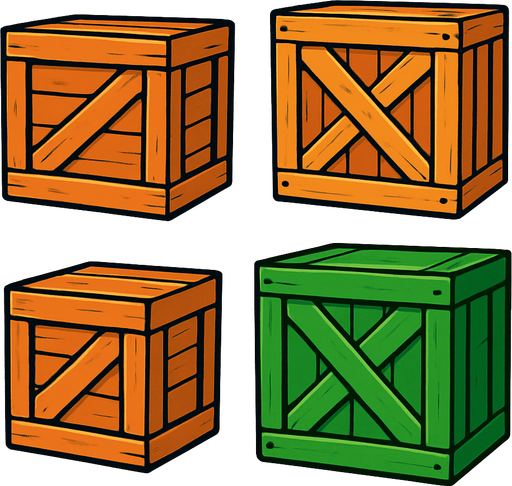 çizgi film boxes.
In-Game asset.  2d.  High contrast.  No shadows