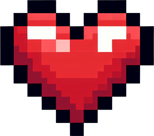 pixalated heart empty Single Game Texture. In-Game asset. 2d. Blank background. High contrast. No shadows.