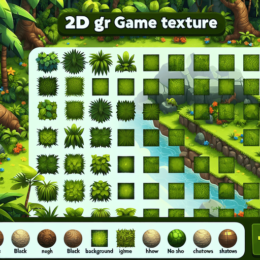 jungle.
Single Game Texture.  In-Game asset.  2d.  Blank background.  High contrast.  No shadows