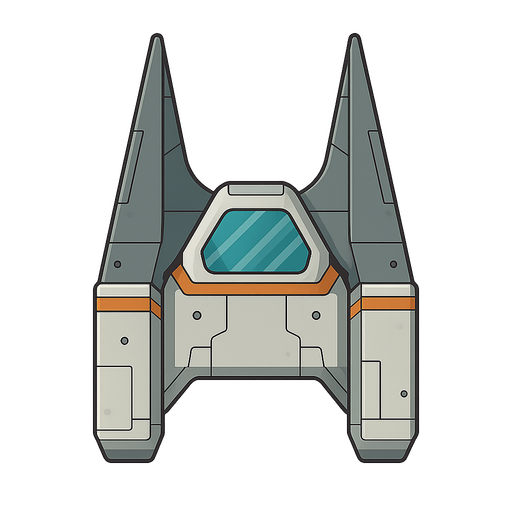 a spaceship. No background. Transparent background. Blank background. No shadows. 2d. In-Game asset. flat