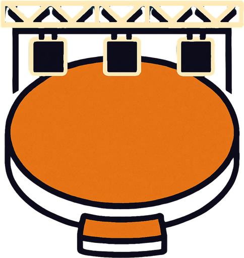 Topdown stageplay design no instruments or crowd, only the base.
In-Game asset.  2d.  High contrast.  No shadows