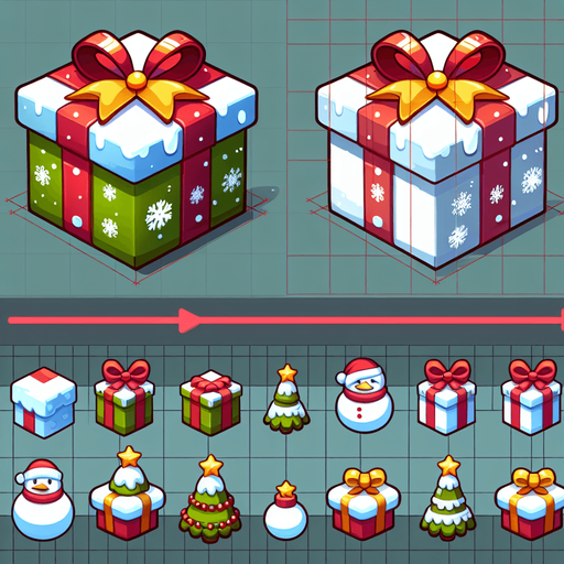 A christmas present, cartoon 2d, side view Single Game Texture. In-Game asset. 2d. Blank background. High contrast. No shadows.