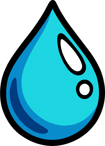 gota de agua.
In-Game asset.  2d.  High contrast.  No shadows