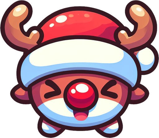 rudolf the red nose raindeer Single Game Texture. In-Game asset. 2d. Blank background. High contrast. No shadows.