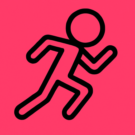 Un stickman con una posición de corredor.
In-Game asset.  2d.  High contrast.  No shadows
